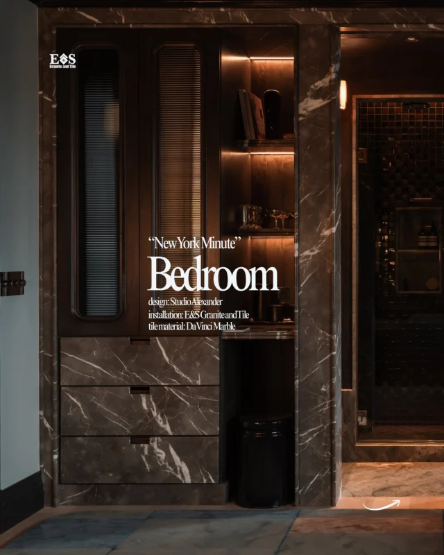 Bold design demands extraordinary materials. Our team proudly installed the stunning figured stone running through “The New York Minute” bedroom en suite. ✨

A masterclass in city-inspired design. We love how the custom shelving, marble drawer details, and exquisite bookshelf come together to create this luxurious urban sanctuary. 

We are deeply honored to have collaborated with @alexanderstudio to construct their breathtaking space for the San Francisco Decorator Showcase. 

@sfshowcase 

Design: @studio_alexandersf 
Material: @davincimarble 
Photography: @viktoriya.studios